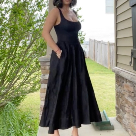 NWT Reformation Balia Linen Sleeveless A Line Midi Dress Black - Picture 9 of 16